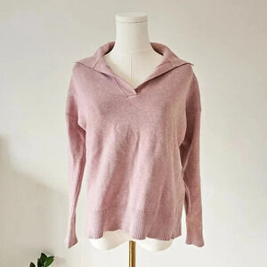 Dusty rose mauve Size M collared sweater knit top  long sleeve